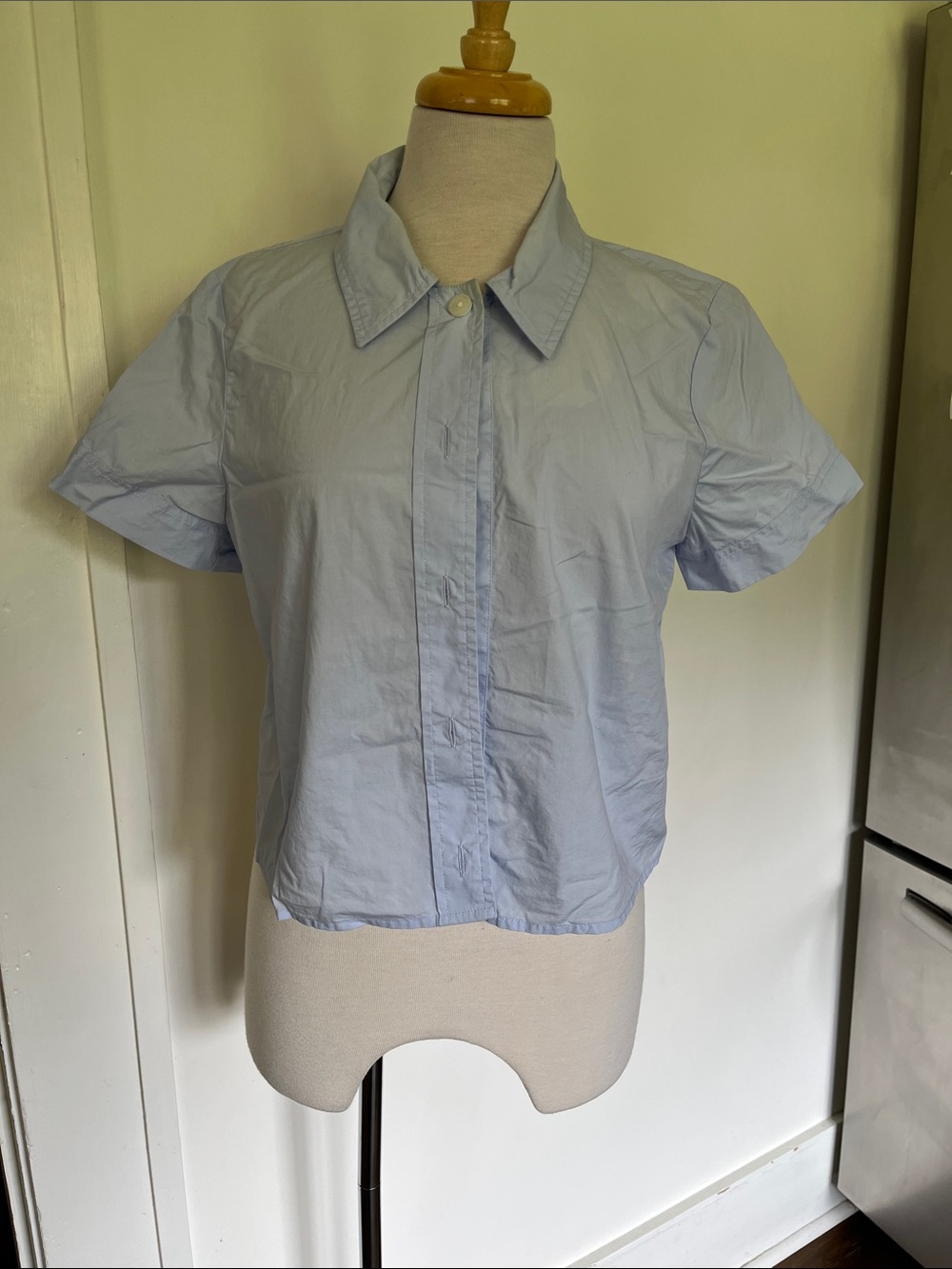 J Crew Cropped Shirt 8 Blue